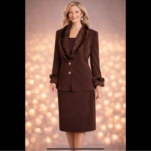 DVC Exclusive Mink-Trimmed Skirt Suit | Elegant Evening & Formal Wear
